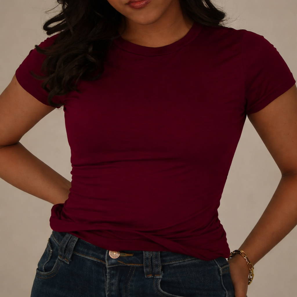 Burgundy Fitted short sleeve