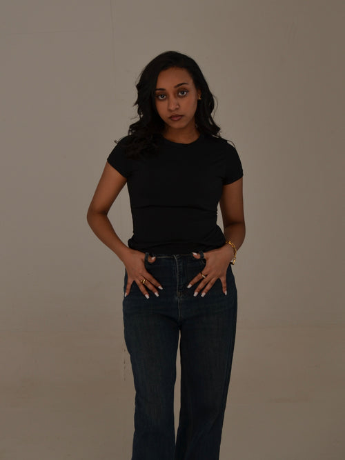 Black fitted tshirt - Short sleeve